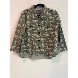 Alexander Jordan Camo Utility Jacket XL Green Military Button Front Cotton Twill